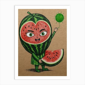 Watermelon Girl Art Print