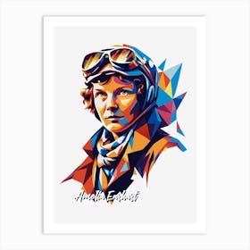 Amelia Earhart Portrait WPAP Pop Art Art Print