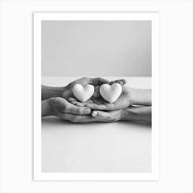 Two Hands Holding Hearts Art Print