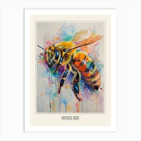 Honey Bee Colourful Watercolour 2 Poster Art Print