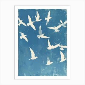 White Gulls Canvas Print Art Print