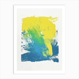 Yellow And Blue Abstract Painting Art Print