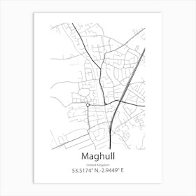 Maghull,United Kingdom Minimalist Map Art Print