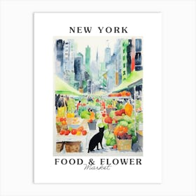 Food Market With Cats In New York 2 Poster Art Print