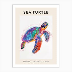 Rainbow Turtle Scribble Crayon Drawing Poster 5 Art Print