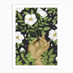 Beautiful evergreen rose goddess art Art Print