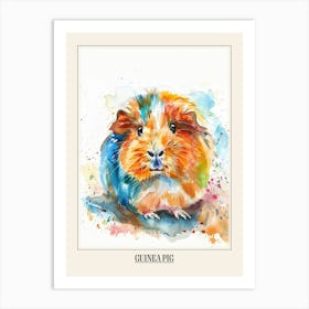 Guinea Pig Colourful Watercolour 3 Poster Art Print