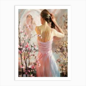 Woman In A Pink Dress 1 Art Print