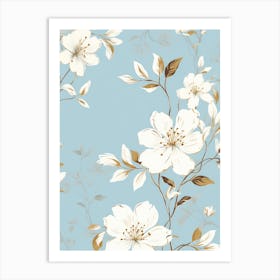 Wallpaper With White Flowers Art Print