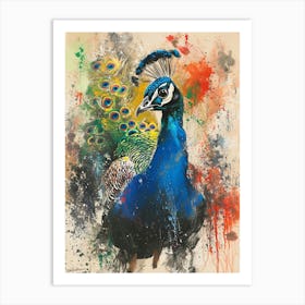 Peacock Brushstrokes 3 Art Print