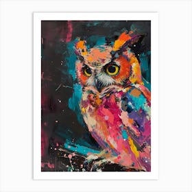 Kitsch Colourful Owl Collage 1 Art Print