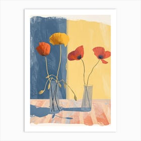 Poppy Flowers On A Table   Contemporary Illustration 3 Art Print