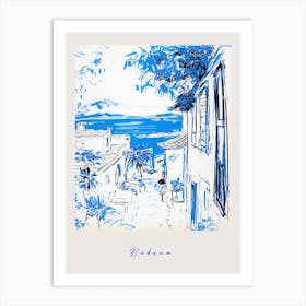 Bodrum Turkey 2 Mediterranean Blue Drawing Poster Art Print