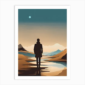 LOST in solitude boho, Man VECTOR ART Art Print