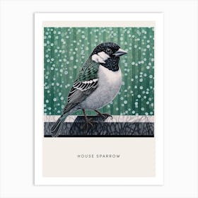 Ohara Koson Inspired Bird Painting House Sparrow 1 Poster Art Print