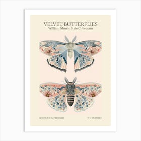 Velvet Butterflies Collection Luminous Butterflies William Morris Style 6 Art Print