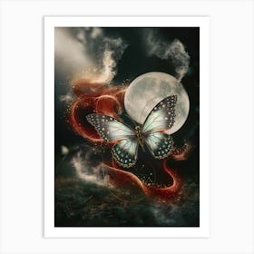 Butterfly In The Moonlight Art Print