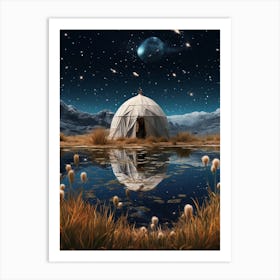 Cosmic yurt in a cosmic field 1 Art Print