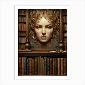 Woman In A Library Art Print