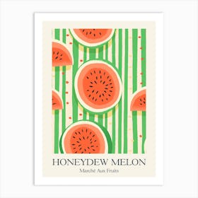 Marche Aux Fruits Honeydew Melon Fruit Summer Illustration 2 Art Print