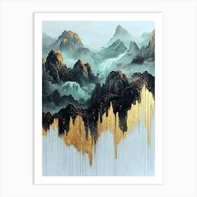 Kilimanjaro Golden Peaks - Gilded Abstraction Art Print