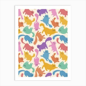 Colorful Cats Pattern Art Print