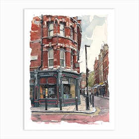 Camden London Borough   Street Watercolour 4 Art Print