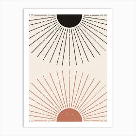 Abstract Geometric Sunburst Vintage Rustic Art Print