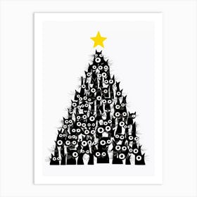 Christmas Tree With Cats 1 Art Print