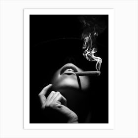 Smoking Girl Dark Women Smoke Art Print