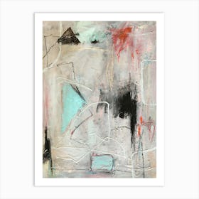 THINKING OUTSIDE THE BOX - Abstract Geometric Painting Neutral with Red and Blue by "Colt x Wilde"  Art Print