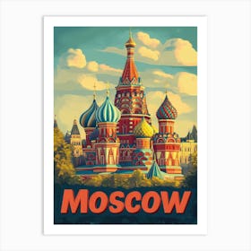 Aihrgdesign A Vintage Travel Poster Of Moscow Featuring The I A7e1e3d2 1eeb 42a9 9c3d E9ed6b77954b 0 Art Print