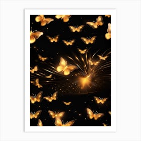 Golden Butterflies 2 Art Print