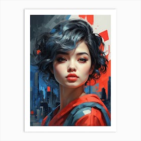 Girl In A City Print Art Print