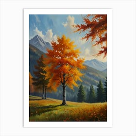 Autumn Trees In The Mountains Art Print