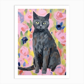 A Chartreux Cat Painting, Impressionist Painting 1 Art Print