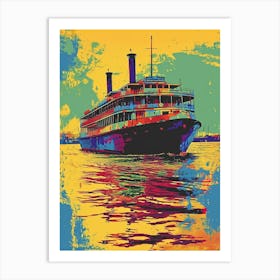 Steamboat Natchez Retro Pop Art 1 Art Print