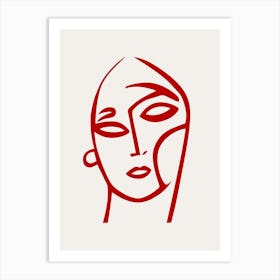 Abstract Red Face 1 Art Print