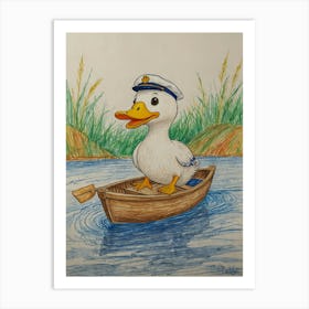 Duck In A Boat 15 Art Print