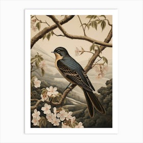 Dark And Moody Botanical Swallow 4 Art Print