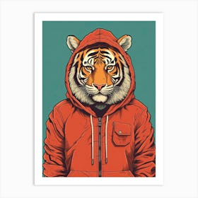 Tiger Illustrations Wearing An Orange Jacket 2 Art Print