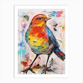 Colourful Bird Painting Robin 3 Art Print