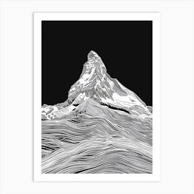 Beinn Bheoil Mountain Line Drawing 1 Art Print