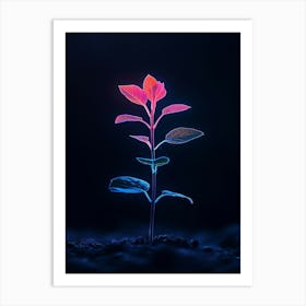 Neon Plant In The Dark 2 Art Print