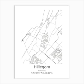 Hillegom,Netherlands Minimalist Map Art Print