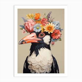 Bird With A Flower Crown Magpie 7 Art Print