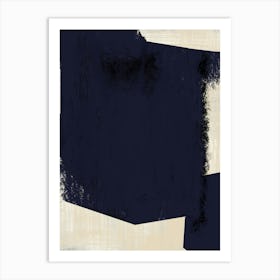 BLUE ABSTRACT no. 3  - coltxwilde, abstract, contemporary art, modern art, minimalist, geometric shapes of blue, navy and black on beige  by colt x wilde Art Print