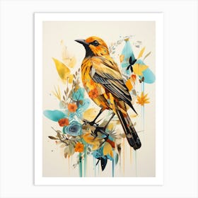Bird Painting Collage Yellowhammer 4 Art Print