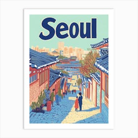 Aihrgdesign A 1970s Inspired Travel Poster For Seoul Art Print