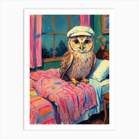 Owl In Bed Art Print